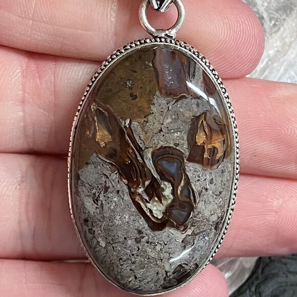 Coffee Bean Jasper Pendant Stone Crystal Jewelry - Picture 1 of 8